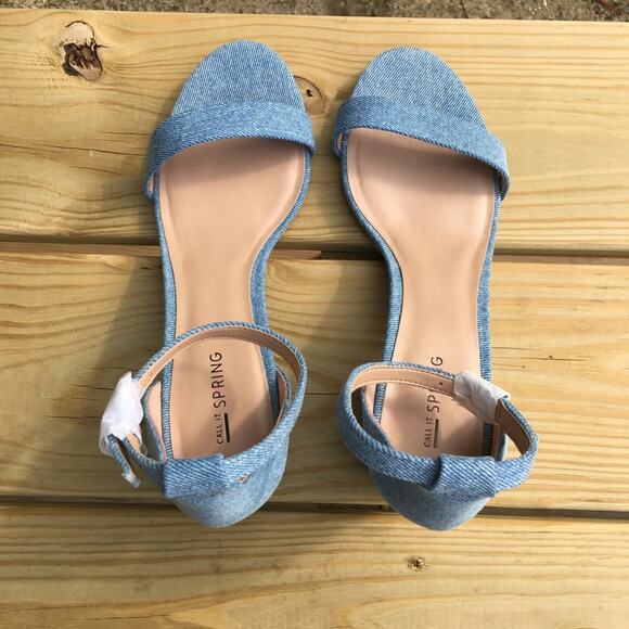 Call It Spring Stangarone Block Heel Sandal Blue 9 - Picture 8 of 16